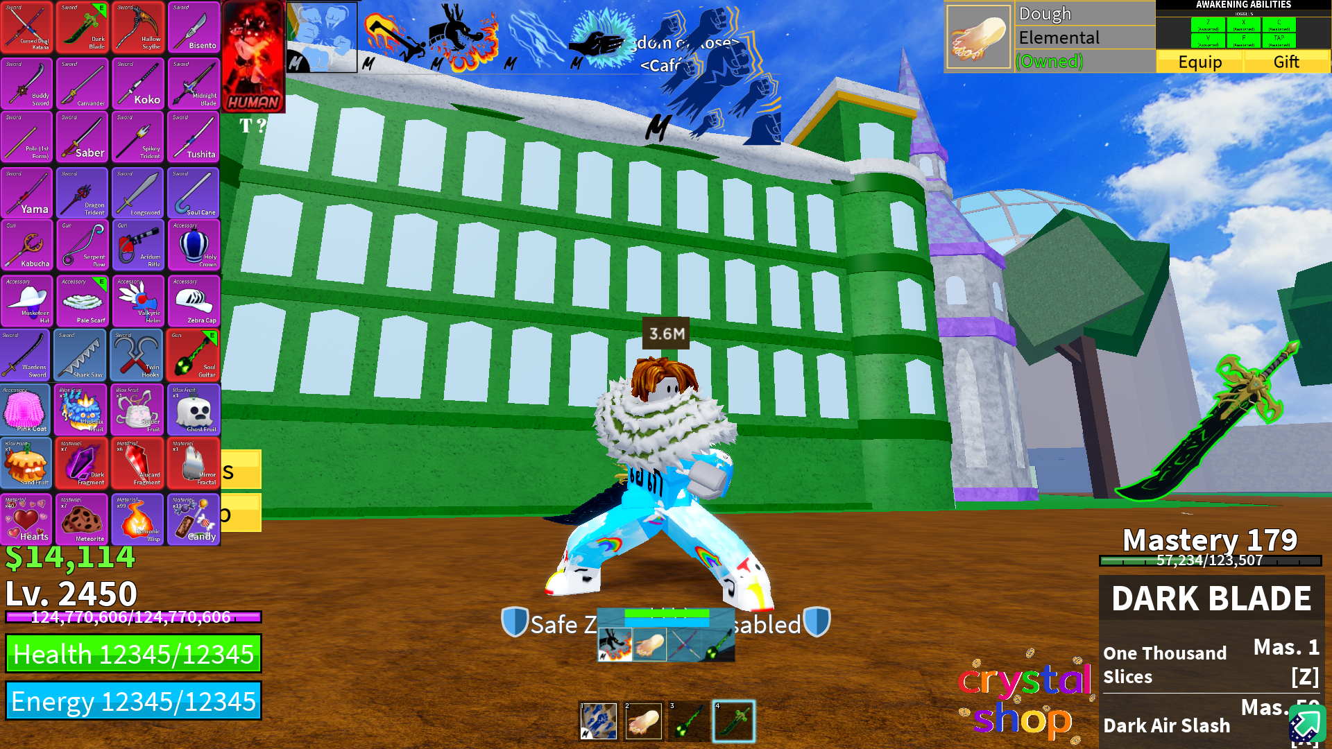 [Blox Fruits] Level 2450 | ผลโมจิถาวร!(ตื่นครบ) | ดาบโยรุ |มนุษย์V4 สุ่มT | หมัดGOD+โอเด้ง+เคียว | ไอดีสะอาด